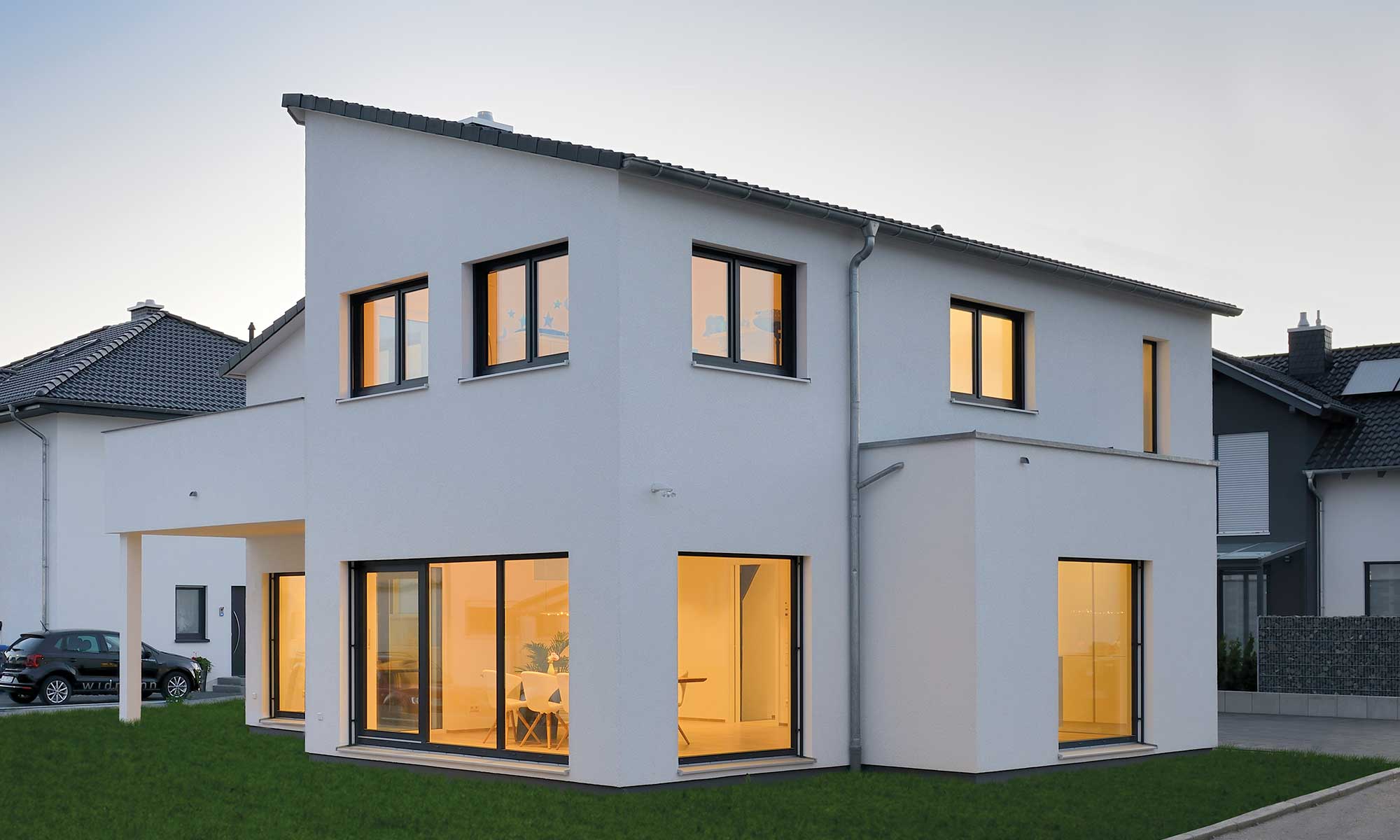 Garten Pultdach Haus Schöneberg von Fertighaus WEISS